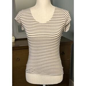 Garage White short sleeve t-shirt With Black Stripes, Medium
